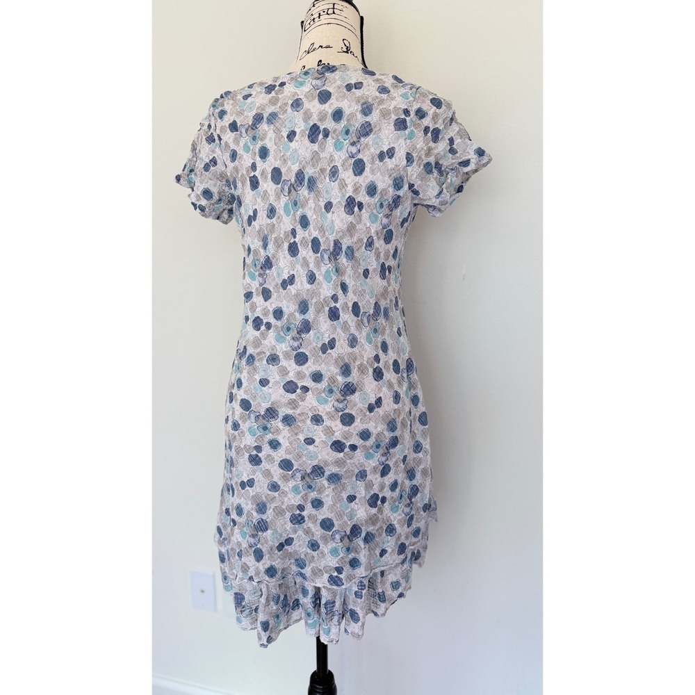 Nina Murati Blue Grey Polka Dot Cotton Gauze Tiered Dress Made in Italy Size M - Picture 13 of 15